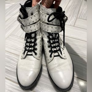 Rebecca Minkoff Studded White Combat Boots